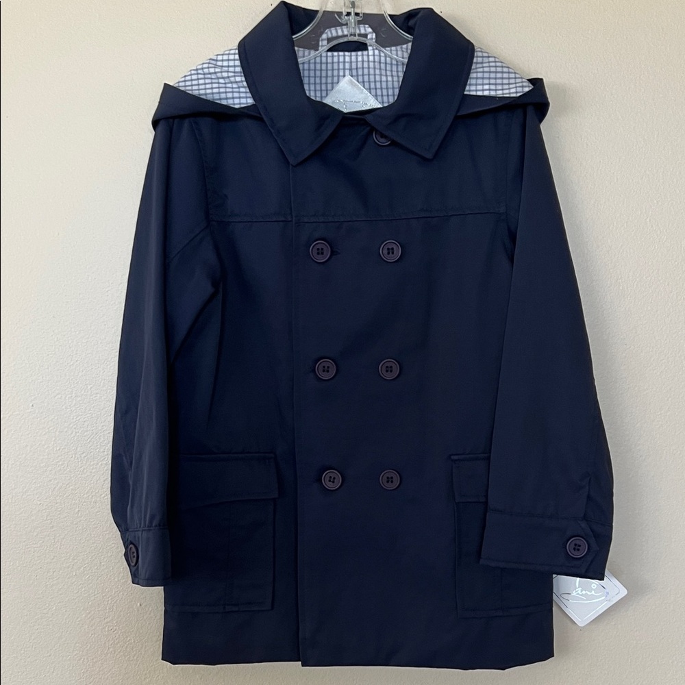 NWT Dani Navy Blue Double-Breasted Car Coat